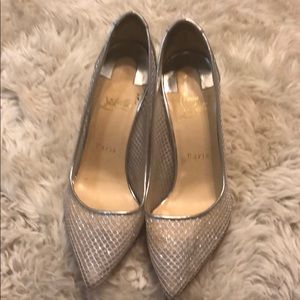 Christian Louboutin sheer silver mesh pumps